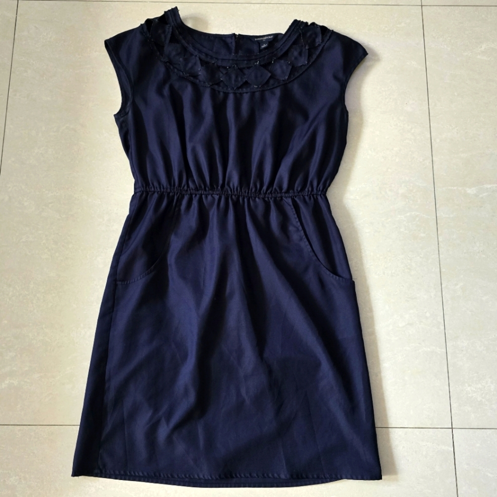 Banana Republic Midnight Blue Gathered Midi Dress